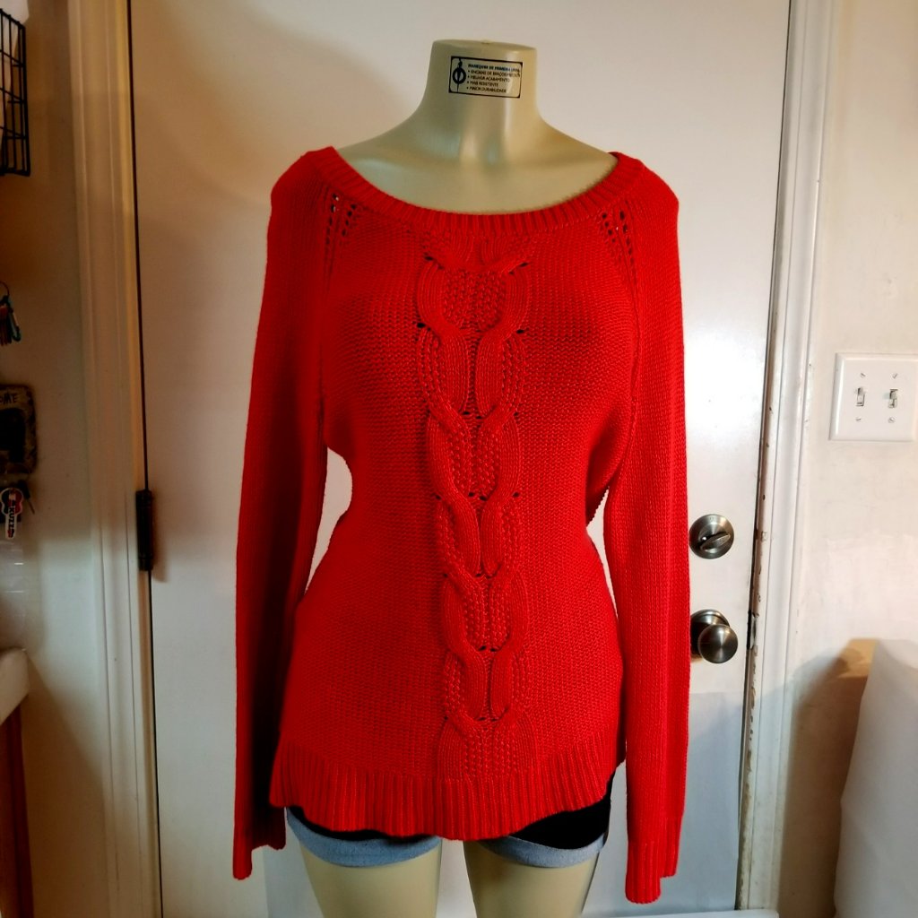 Apt. 9 Cable Knit Long Tunic Red Sweater Size Medium